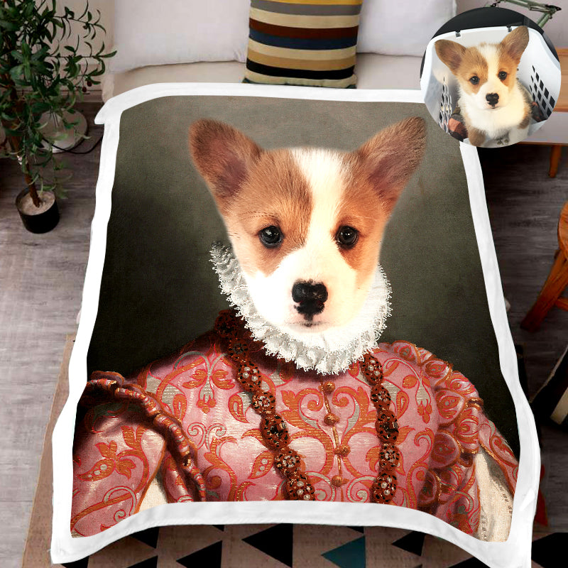 The Red Rose - Personalized Pet Renaissance Dog Blanket with Picture