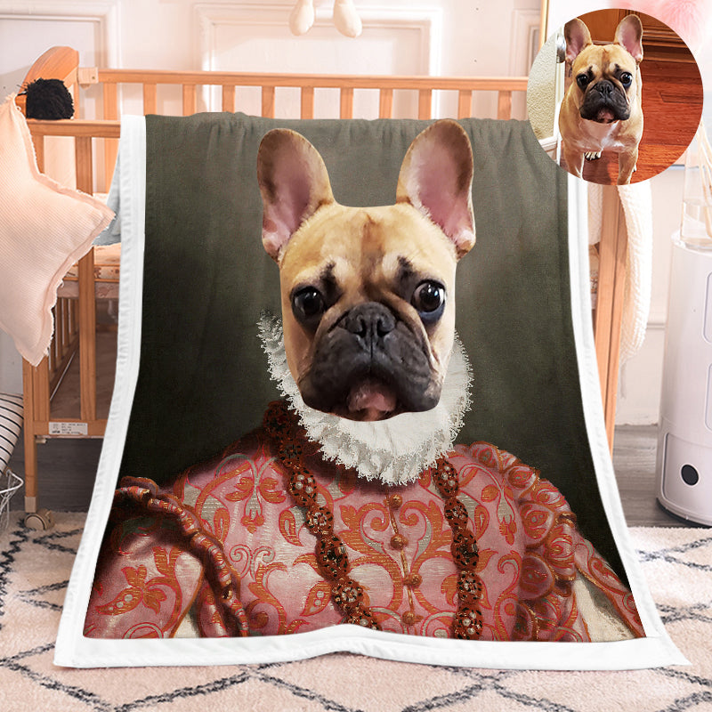 The Red Rose - Personalized Pet Renaissance Dog Blanket with Picture