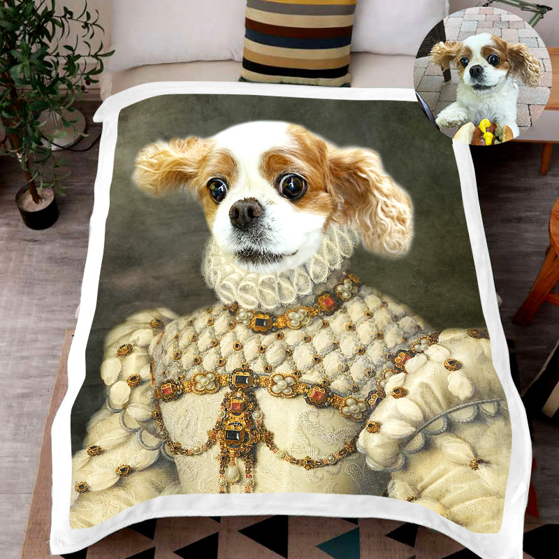 The Princess - Custom Pet Renaissance Dog Blanket Personalized With Photo