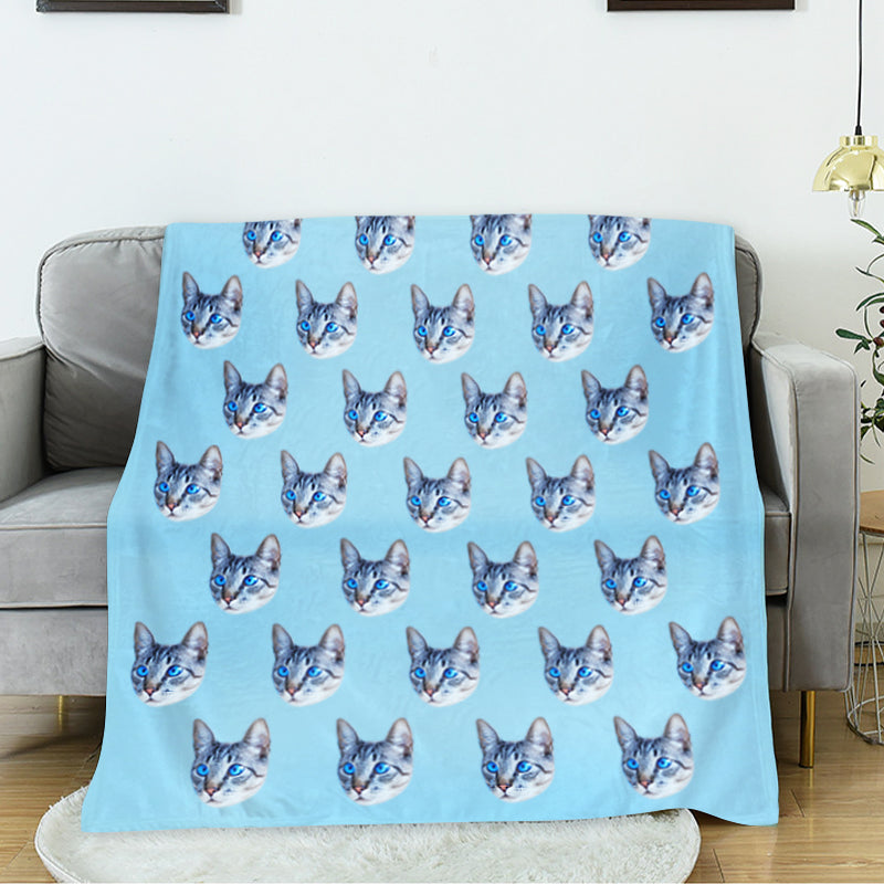 Custom Multi Pet Head Blanket from Original Pet Photo