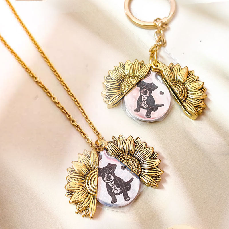 Sunflower Personalized Engraved Pet Memorial Necklace