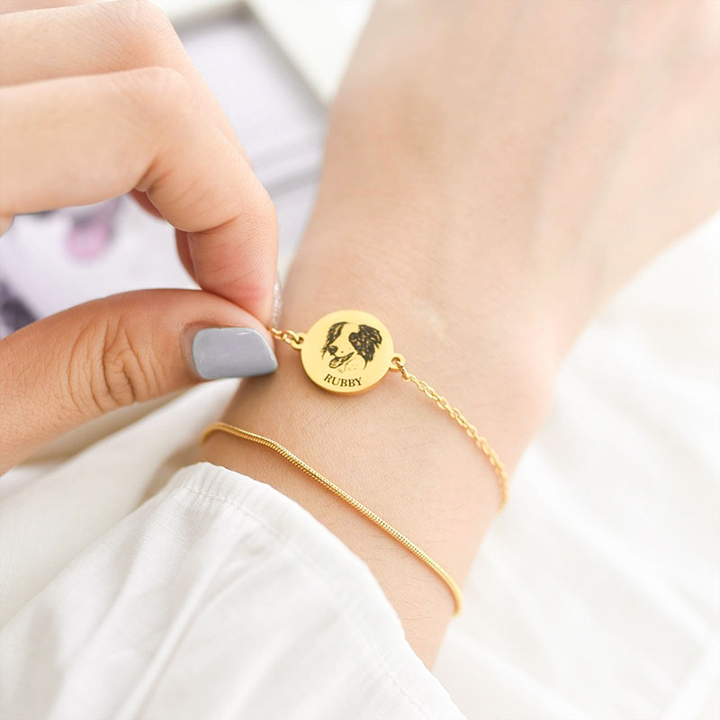 Personalized Engraved Layered-Chain Pet Bracelet