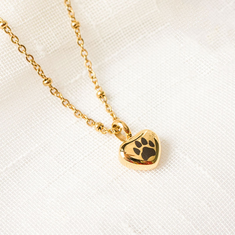 Heart Personalized Pet Paw Print Urn Necklace