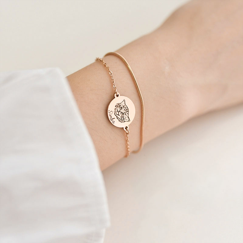 Personalized Engraved Layered-Chain Pet Bracelet