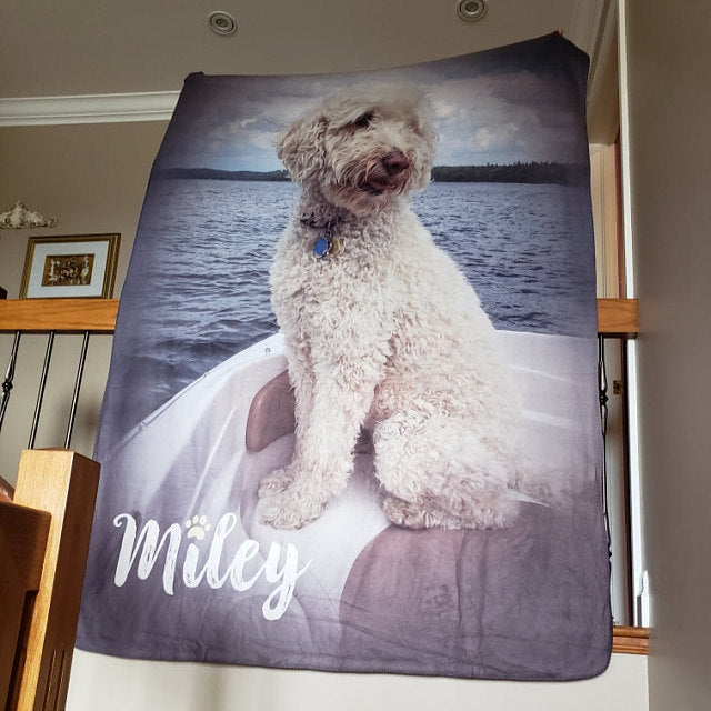 Custom Pet Print Fleece Blanket from Your Pet Photo