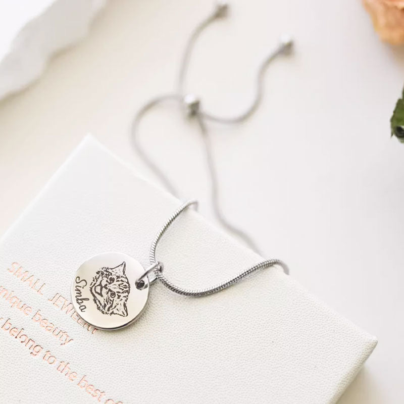 Personalized Engraved Bracelet with Pet Face & Name