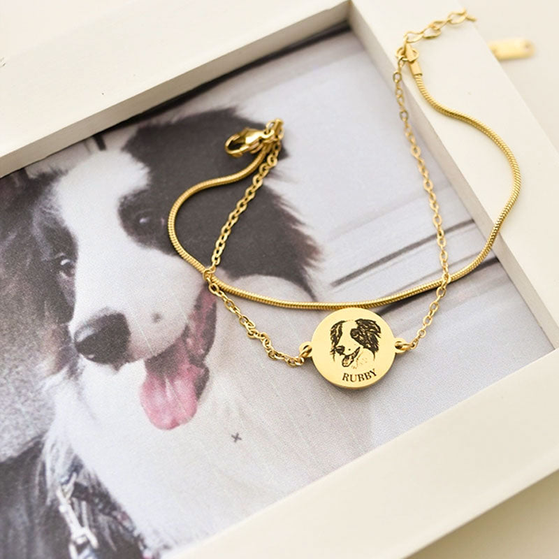 Personalized Engraved Layered-Chain Pet Bracelet