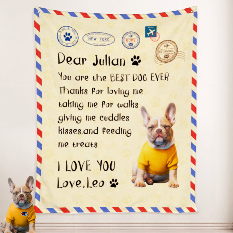 Personalized Handwritten Letter Blanket With Pet Photo for Pet Lovers