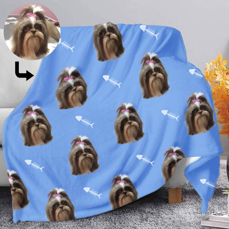 Customized Pet Multi-Head Blanket with Bones