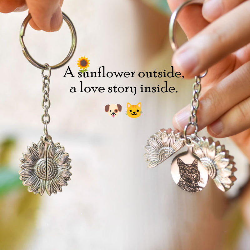 Sunflower Personalized Engraved Pet Memorial Necklace