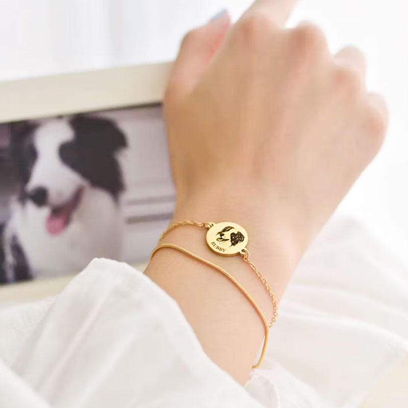Personalized Engraved Layered-Chain Pet Bracelet