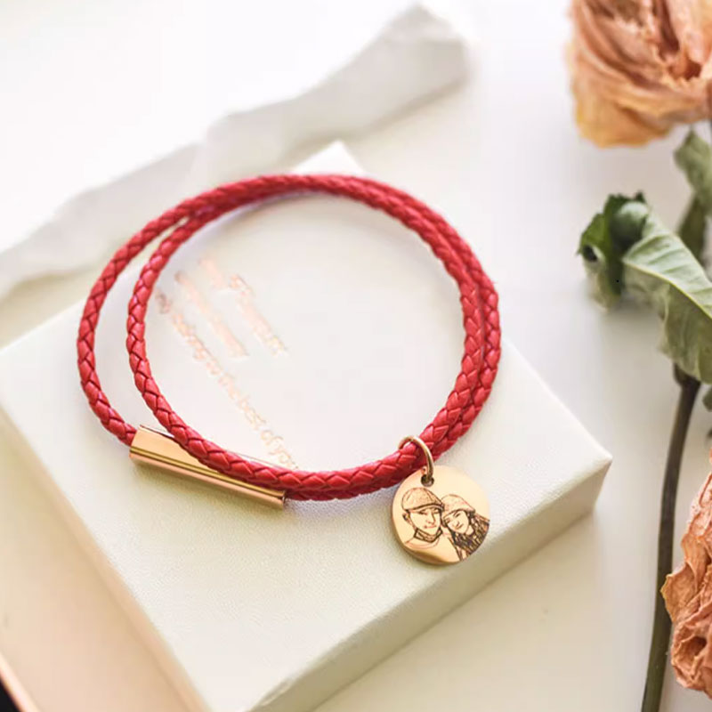 Personalized Leather Braided Engraved Pet Bracelet