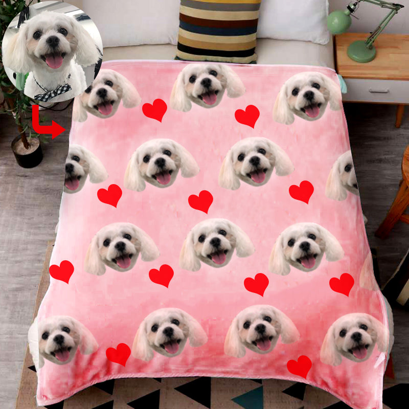 Custom Print Dog/Cat on Blanket with Red Heart