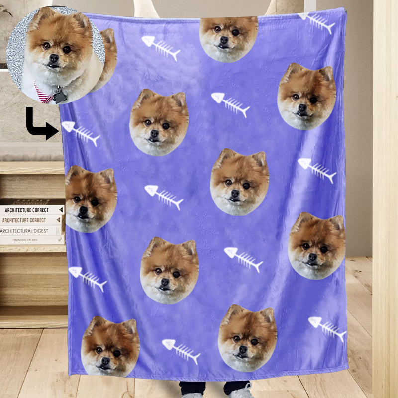 Customized Pet Multi-Head Blanket with Bones