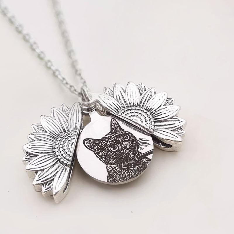 Sunflower Personalized Engraved Pet Memorial Necklace