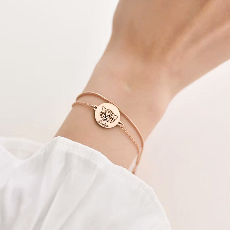 Personalized Engraved Layered-Chain Pet Bracelet