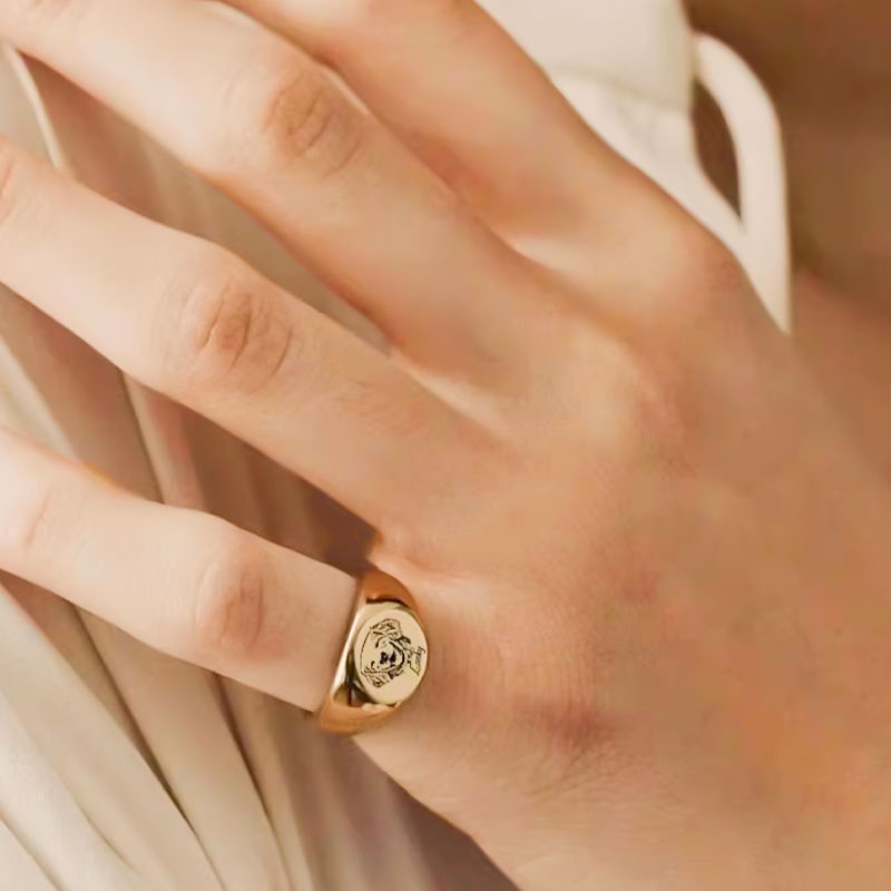 Personalized Engraved Ring with Pet Face & Name