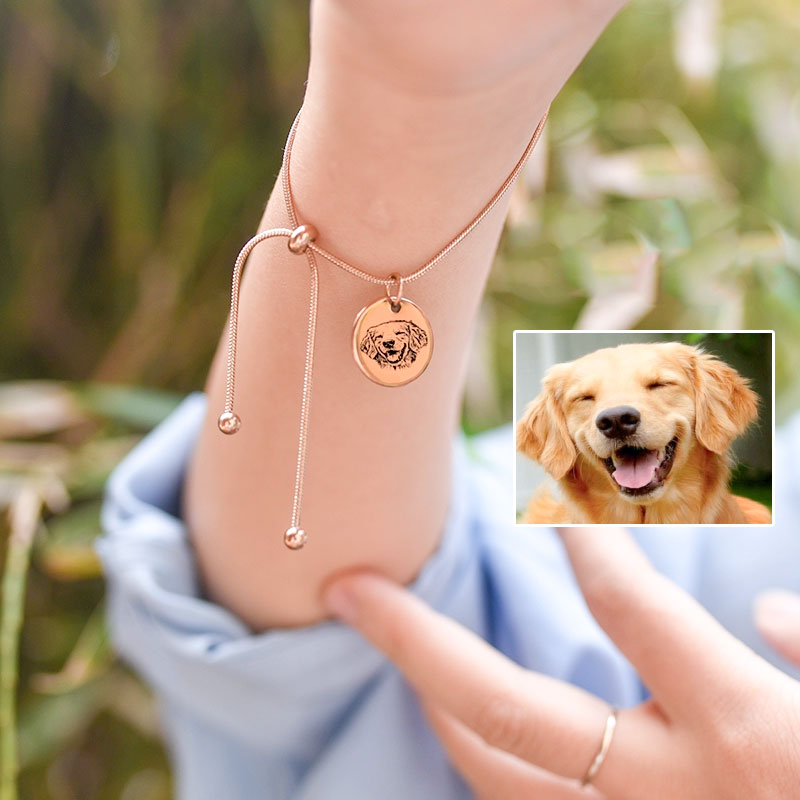Personalized Engraved Bracelet with Pet Face & Name