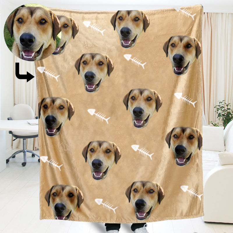 Customized Pet Multi-Head Blanket with Bones