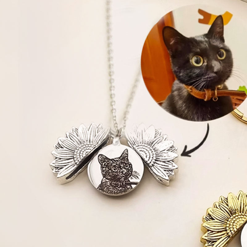 Sunflower Personalized Engraved Pet Memorial Necklace