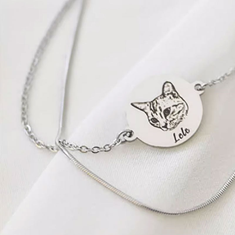 Personalized Engraved Layered-Chain Pet Bracelet