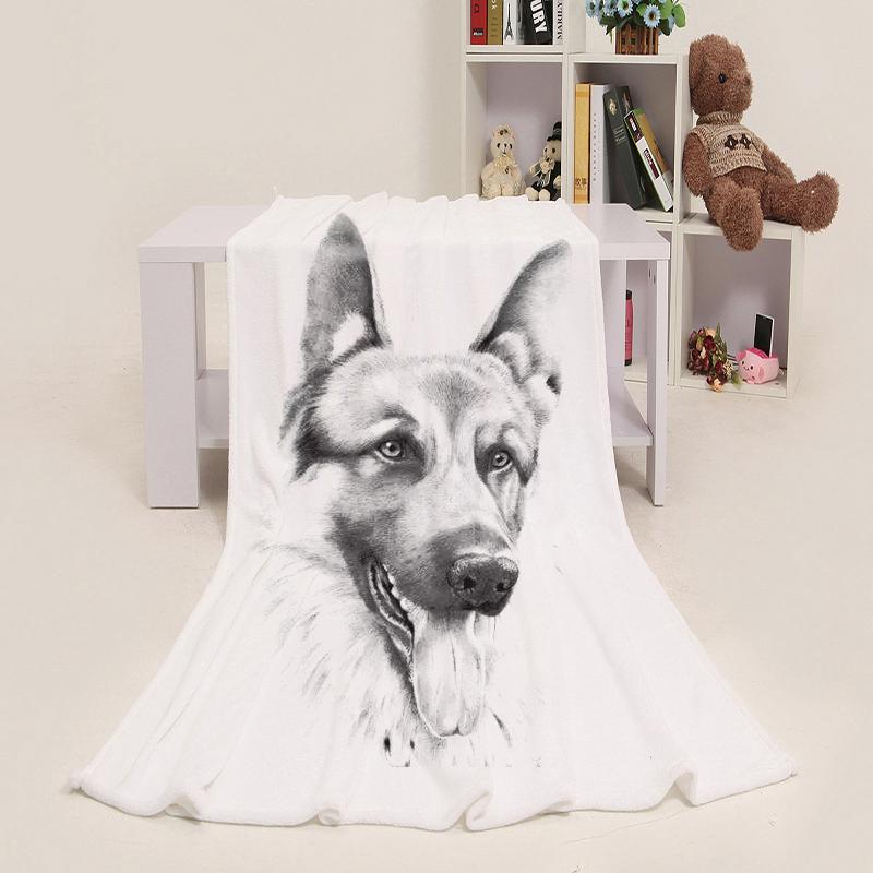 Custom Pet Sketch Portrait Art Fleece Blanket