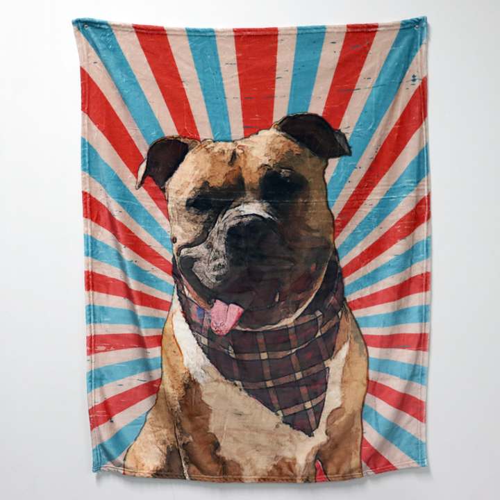 Custom Dog Blanket with Picture, Personalized Oil painting Blanket
