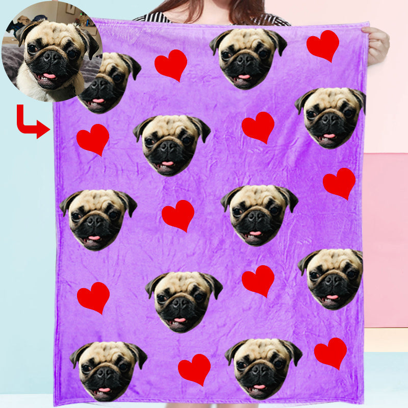 Custom Print Dog/Cat on Blanket with Red Heart
