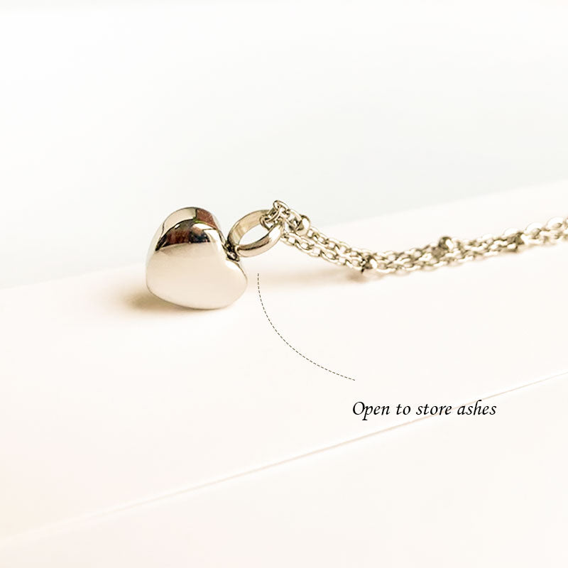 Heart Personalized Pet Paw Print Urn Necklace