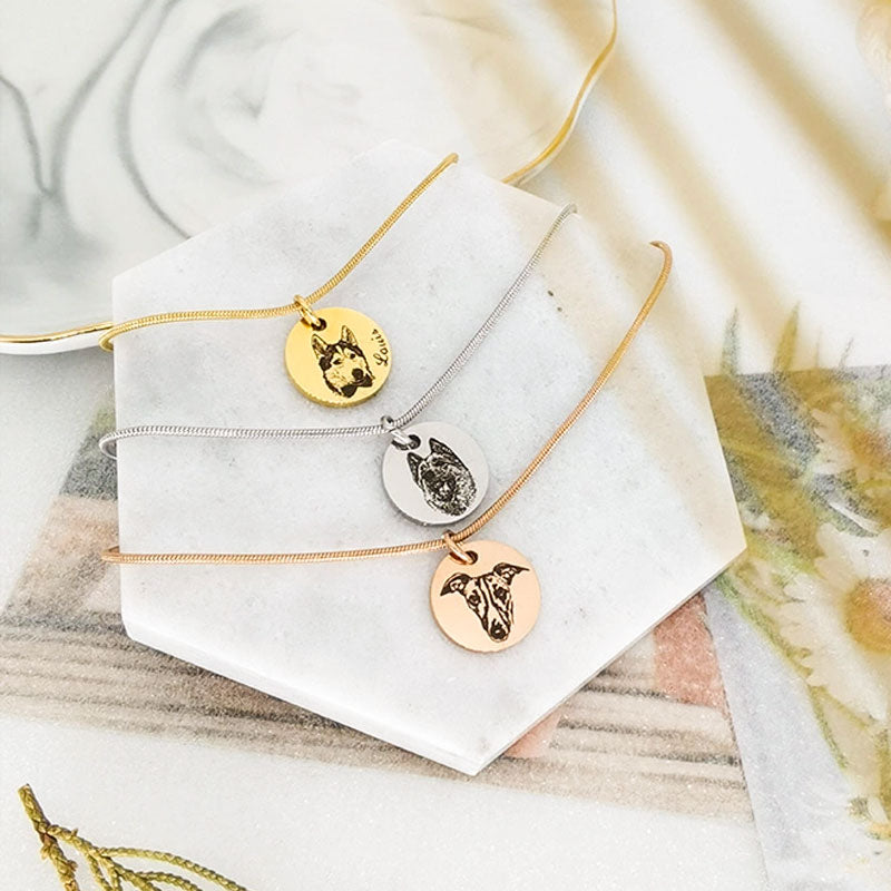 Personalized Engraved Bracelet with Pet Face & Name