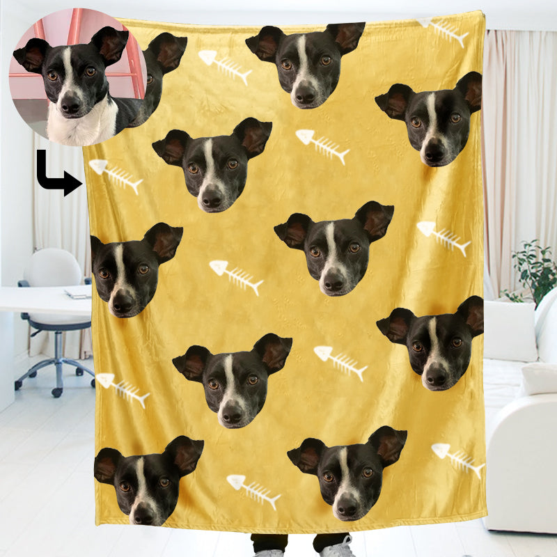 Customized Pet Multi-Head Blanket with Bones