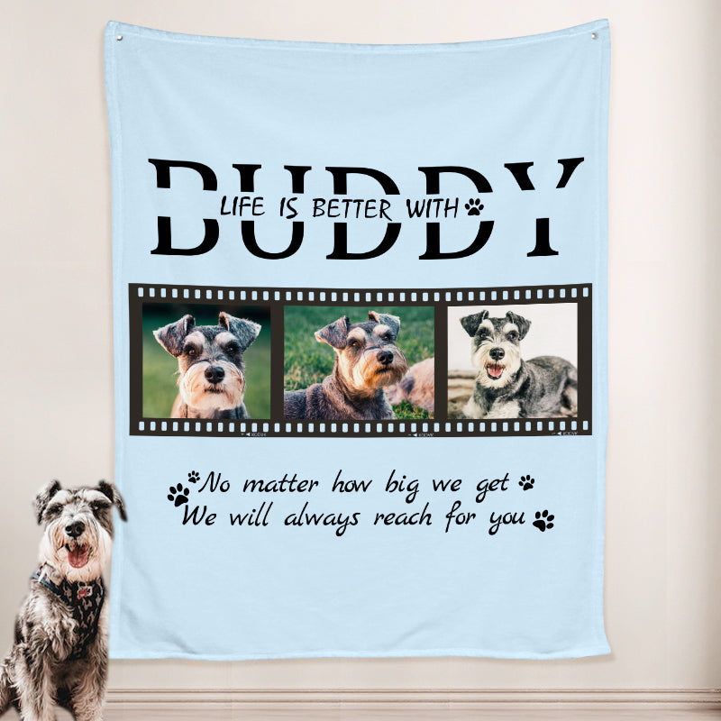 Custom Dog Blankets with Pet Picture, Personalized Pet Photo Blanket with name
