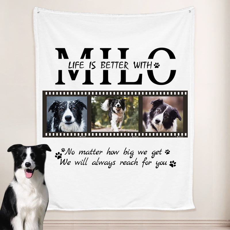 Custom Dog Blankets with Pet Picture, Personalized Pet Photo Blanket with name
