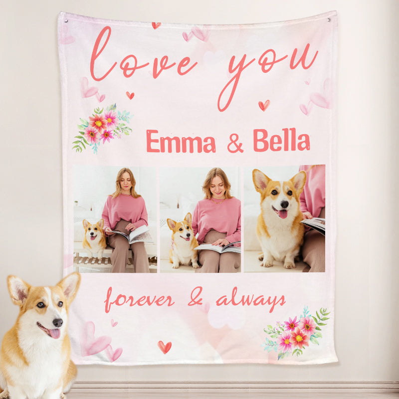 Custom Dog Blankets with Pet Photos, Personalized Pet Photo Collage Blanket