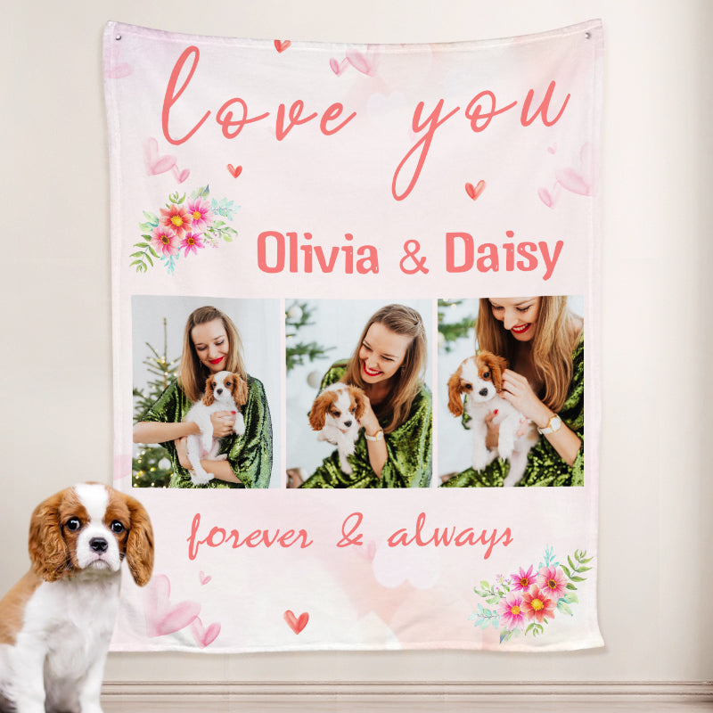 Custom Dog Blankets with Pet Photos, Personalized Pet Photo Collage Blanket