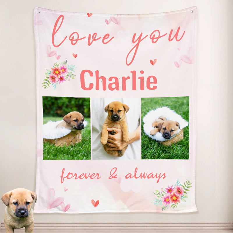 Custom Dog Blankets with Pet Photos, Personalized Pet Photo Collage Blanket