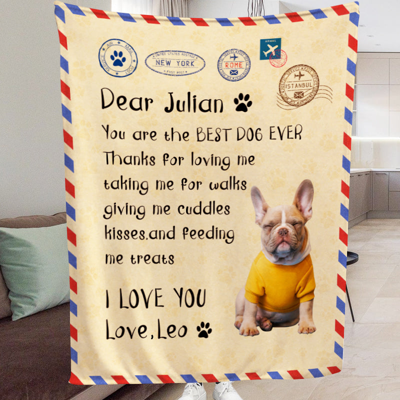 Personalized Handwritten Letter Blanket With Pet Photo for Pet Lovers