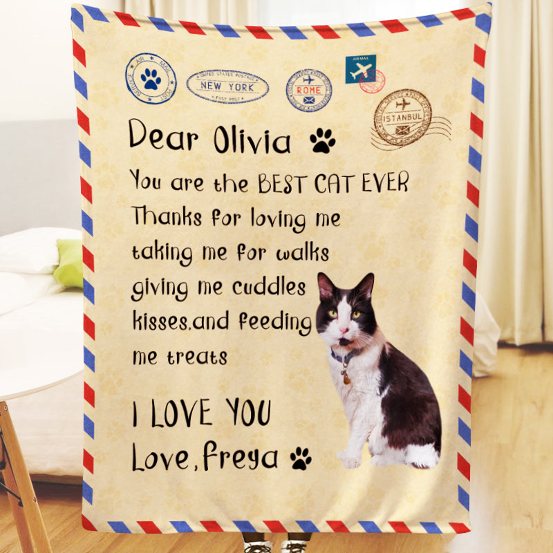 Personalized Handwritten Letter Blanket With Pet Photo for Pet Lovers