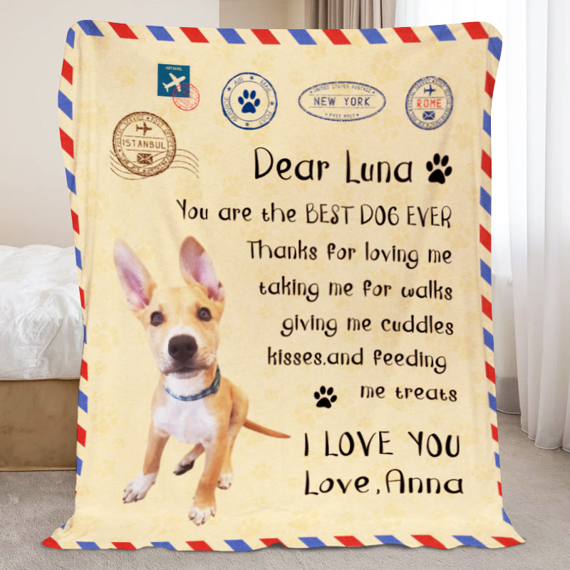 Personalized Handwritten Letter Blanket With Pet Photo for Pet Lovers