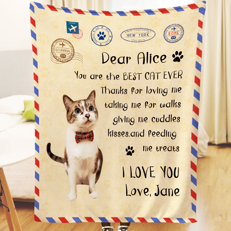 Personalized Handwritten Letter Blanket With Pet Photo for Pet Lovers