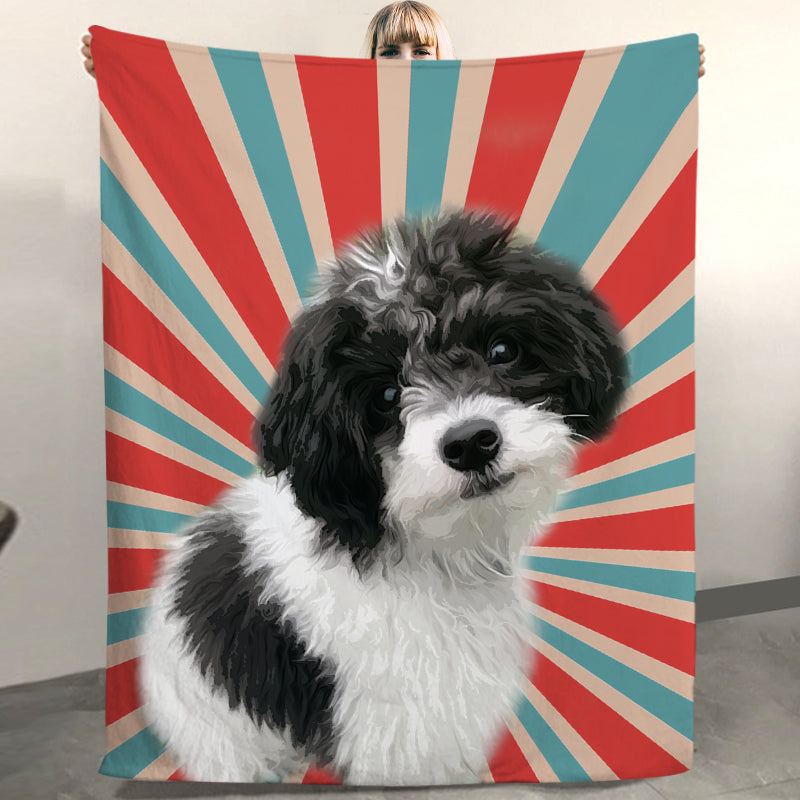 Custom Dog Blanket with Picture, Personalized Oil painting Blanket