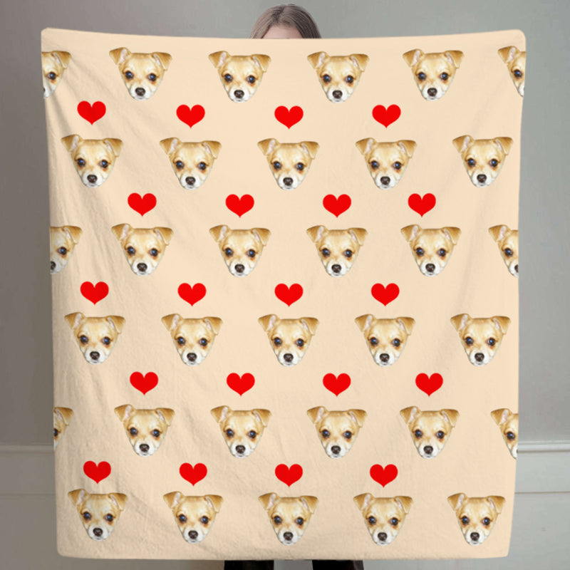 Custom Print Dog/Cat on Blanket with Red Heart
