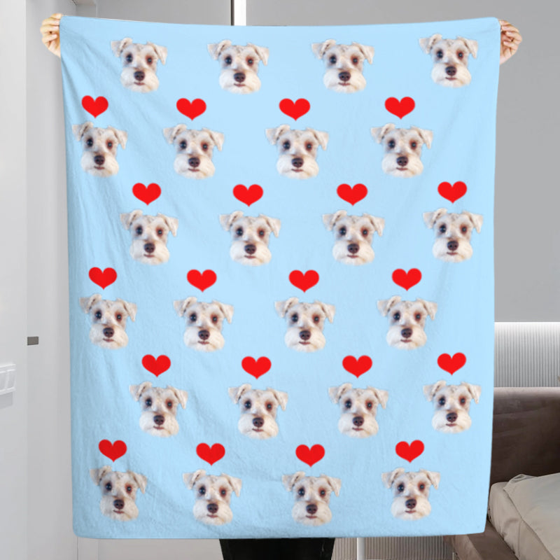 Custom Print Dog/Cat on Blanket with Red Heart