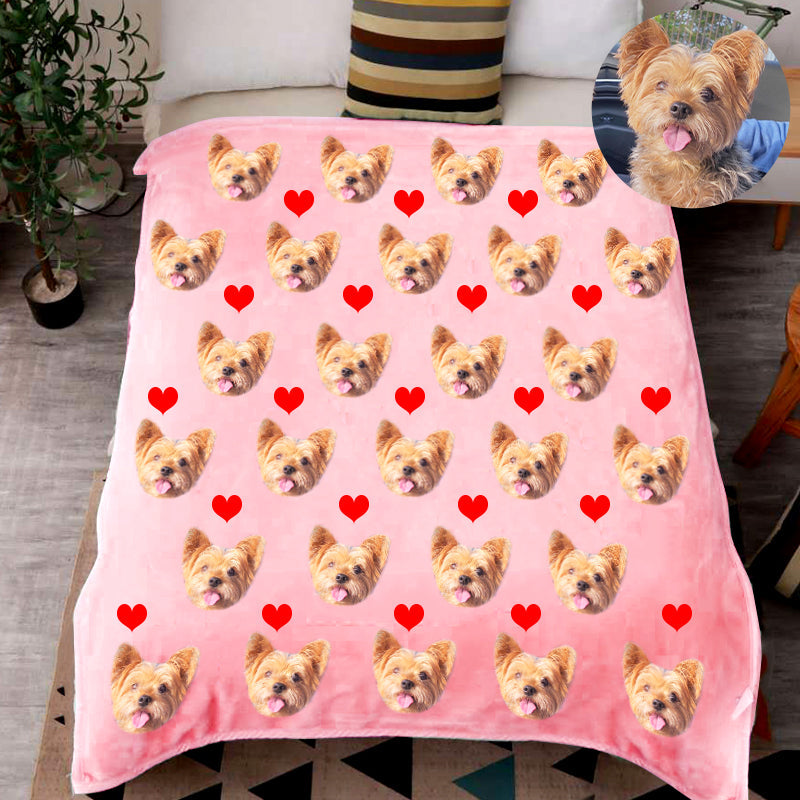 Custom Print Dog/Cat on Blanket with Red Heart