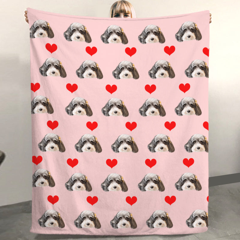 Custom Print Dog/Cat on Blanket with Red Heart