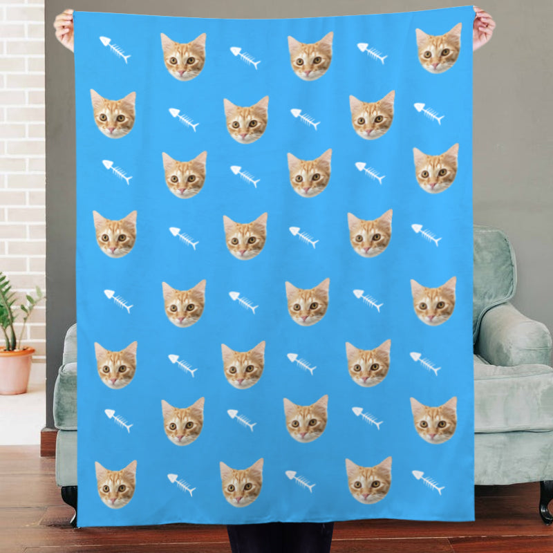 Customized Pet Multi-Head Blanket with Bones