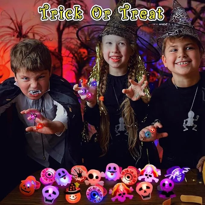 🎃 Halloween LED Light-Up Rings Set — 50 Pcs