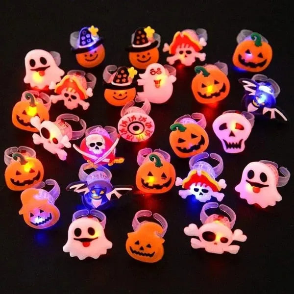 🎃 Halloween LED Light-Up Rings Set — 50 Pcs