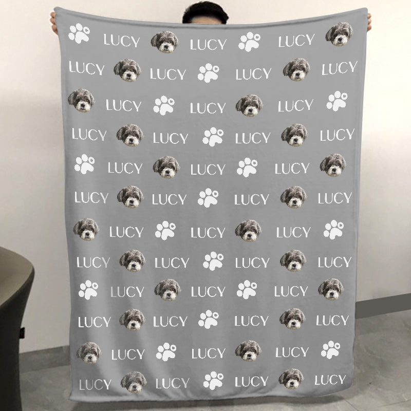 Paw Print Fleece Blanket Personalized Dog Blankets with Name