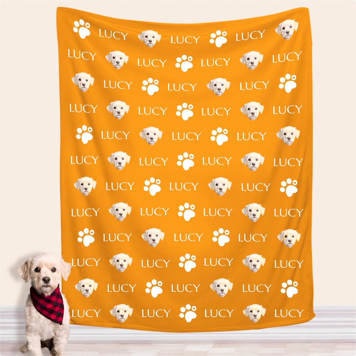 Paw Print Fleece Blanket Personalized Dog Blankets with Name
